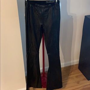Wide leg leather pants